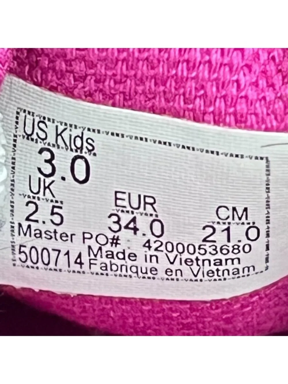 Vans Classic Slip-On Butterfly Girls Size 3Y Pink White Athletic Shoes Sneakers
